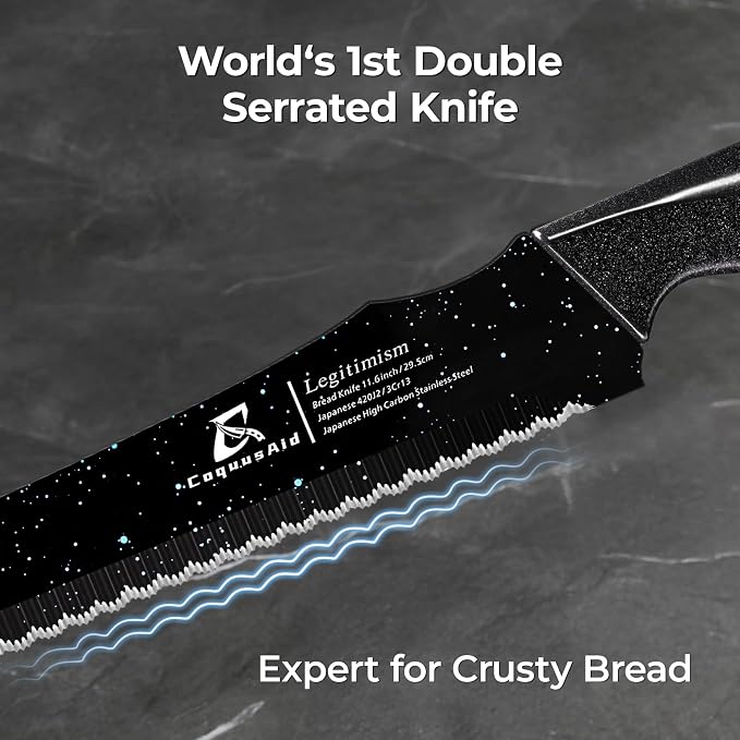 CoquusAid Upgrade Bread Knife for Homemade Bread, World‘s 1st Double Serrated - Image 2