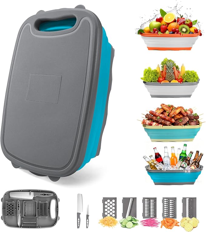 Gintan Collapsible Camping Cutting Board, 9-in-1 Chopping Board by Gintan