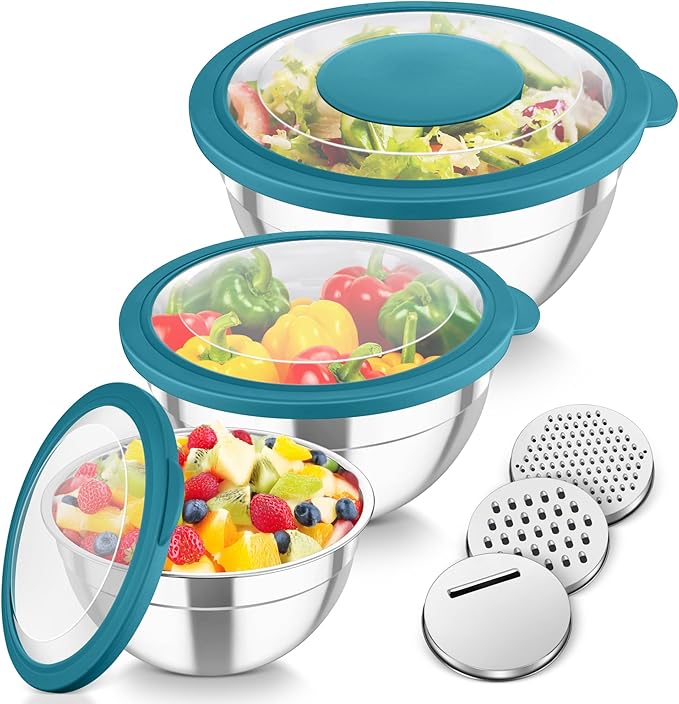 TeamFar Mixing Bowls, For Kitchen Mixing/Baking/Storing/Prepping, Visible & by TeamFar
