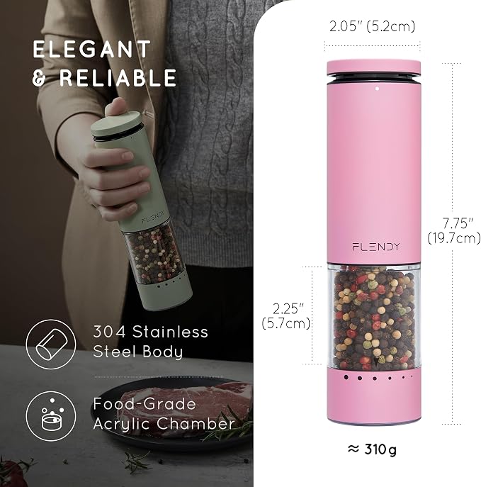 Flendy Electric Salt and Pepper Grinder Set Rechargeable, Automatic Salt and - Image 3