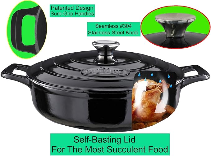 La Cuisine Enameled Cast Iron Braiser Sauté Pan Shallow Casserole - Image 2