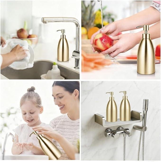 304 Stainless Steel Soap Dispenser 16oz Rust-Proof Liquid Soap Pump Bottle - Image 7