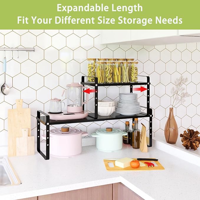 Across-Star Expandable Cabinet Shelf Organizer Rack, Stackable Kitchen - Image 3