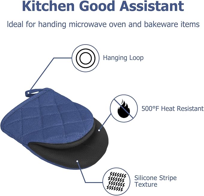 Oven Mitts and Pot Holders Set, Heat Resistant Silicone Kitchen Mini Oven - Image 3