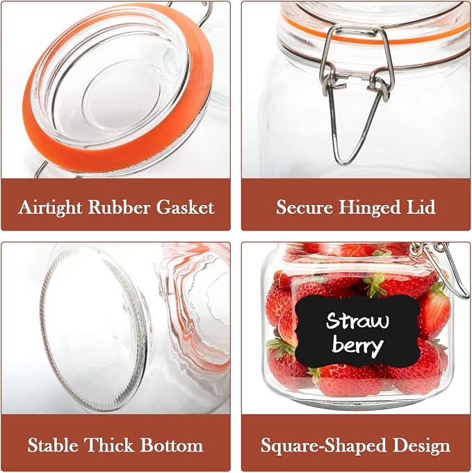 25 oz Glass Jars With Airtight Lids And Leak Proof Rubber Gasket, Wide Mouth - Image 3