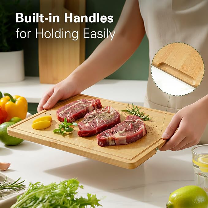 Zarler Bamboo Cutting Boards for Kitchen, 15.5x10.5 Durable Wood Cutting Board - Image 4
