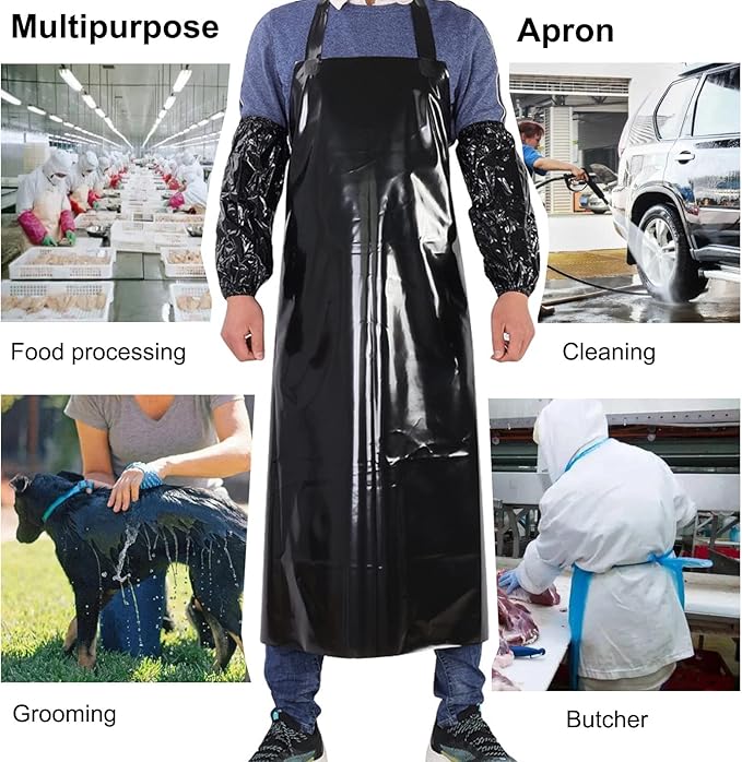 ELEBOX Waterproof Oil Proof Bib Apron Utility Apron Chemical Resistant Apron - Image 5