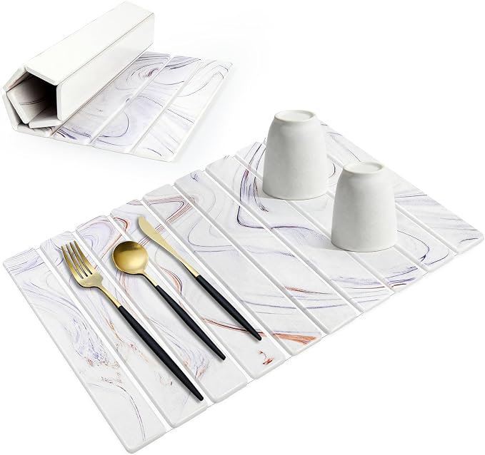 Large Stone Drying Mat for Kitchen Counter, Collapsible Stone Dish Drying Mats - Image 8