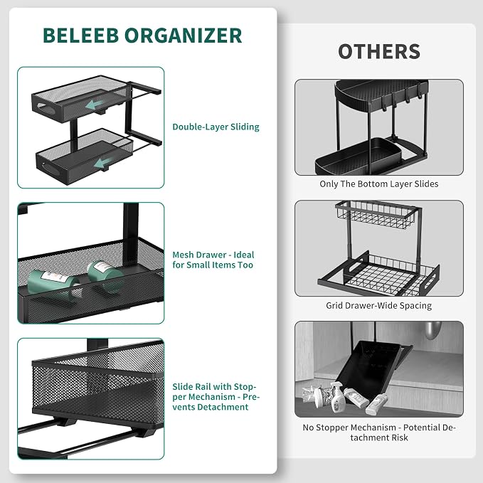 Under Sink Organizer, Height Adjustable Organization and Storage Series - Image 4