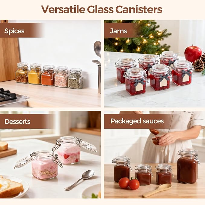 ComSaf Set of 12 Square Glass Spice Jars - Image 7