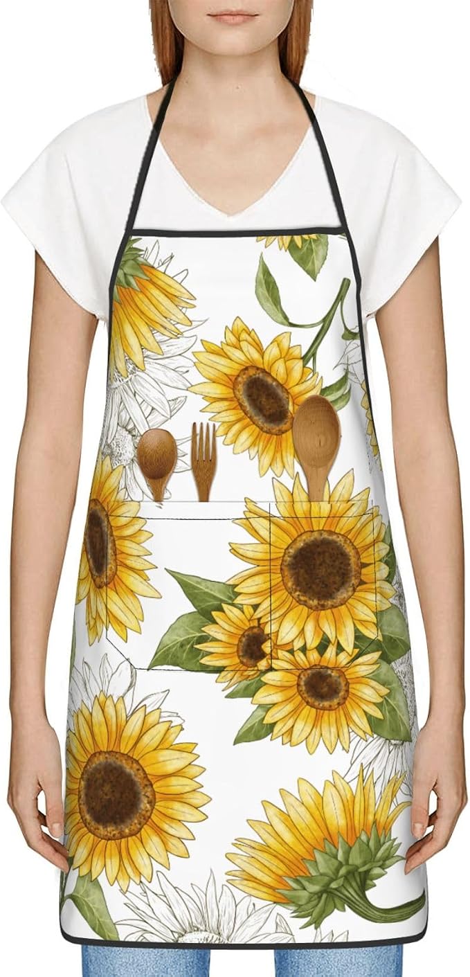 Yellow Sunflower Oven Mitts Sunflowers Pot Holders Yellow Flowers Cooking Apron - Image 6