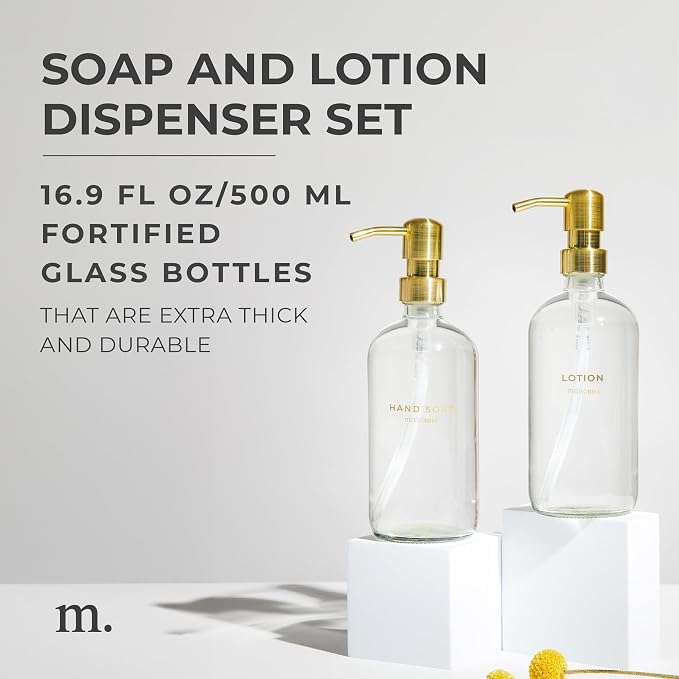 MaisoNovo Soap Dispenser 2-Piece Set | 16.9oz Clear Bottles - Image 2