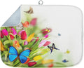 Sanwarm Absorbent Dish Drying Mat, Spring Flowers Butterflies Microfiber Pad by SanwarmHomeDecor