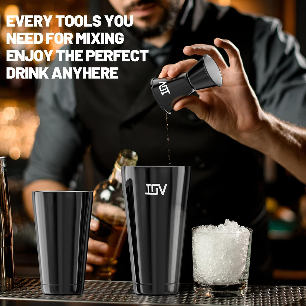 IOV Boston Cocktail Shaker Bar Set, Bartender Kit Drink Mixer Set with