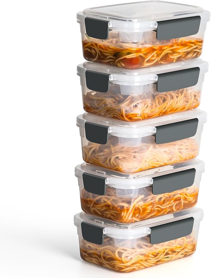 YORY 5 cup Plastic Food Storage Containers by YORY