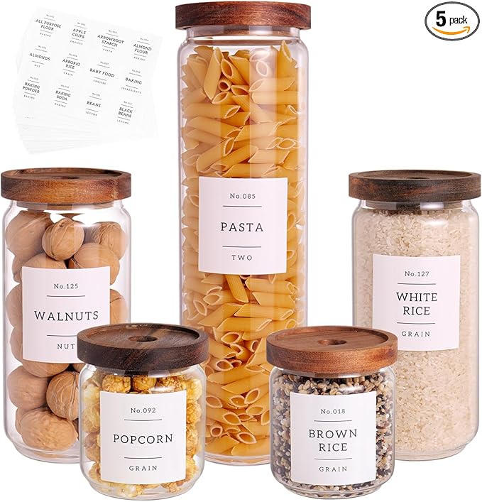 5 Set Glass Pantry Storage Jars by CZZGSM