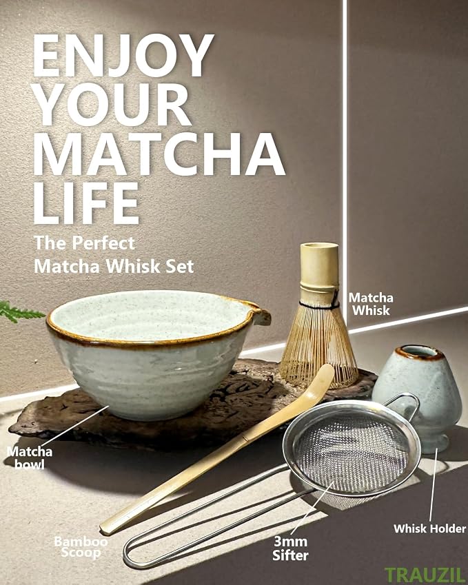 Taruzil Matcha Whisk Set with Matcha Bowl, Matcha Bamboo Whisk, Matcha Whisk - Image 2