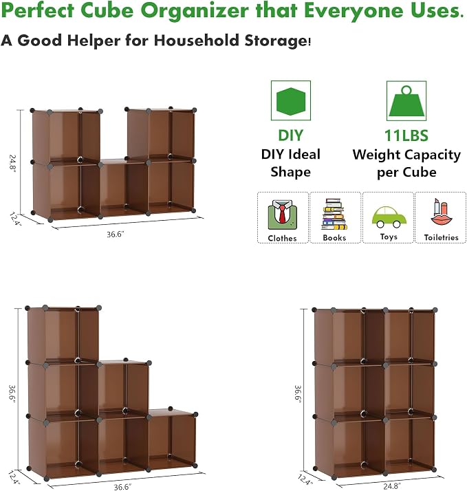 C&AHOME Cube Storage Organizer, 6-Cube Shelves Units, Closet Cabinet, DIY - Image 5