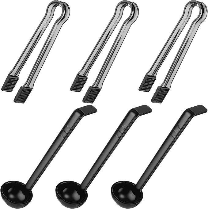 6 Pieces Plastic Serving Utensils Set Including 3 Pcs 1 oz Small Ladle and 3 by Domensi