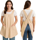 Apron for Women with Pocket Cotton Linen, Japanese Cross Back Apron for by ROLOSI