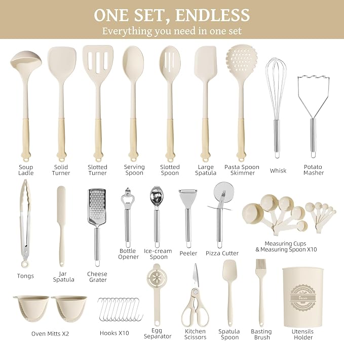 Kikcoin 43Pcs Large Kitchen Utensils Set - Image 2