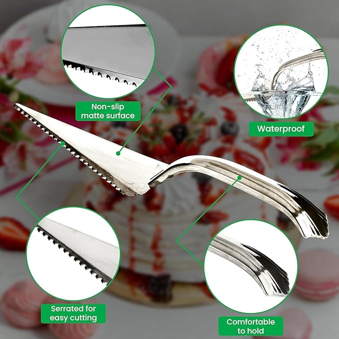 PARTY BARGAINS Silver Plastic Cake Cutter, 10 Inch Classic Disposable Cake - Image 5