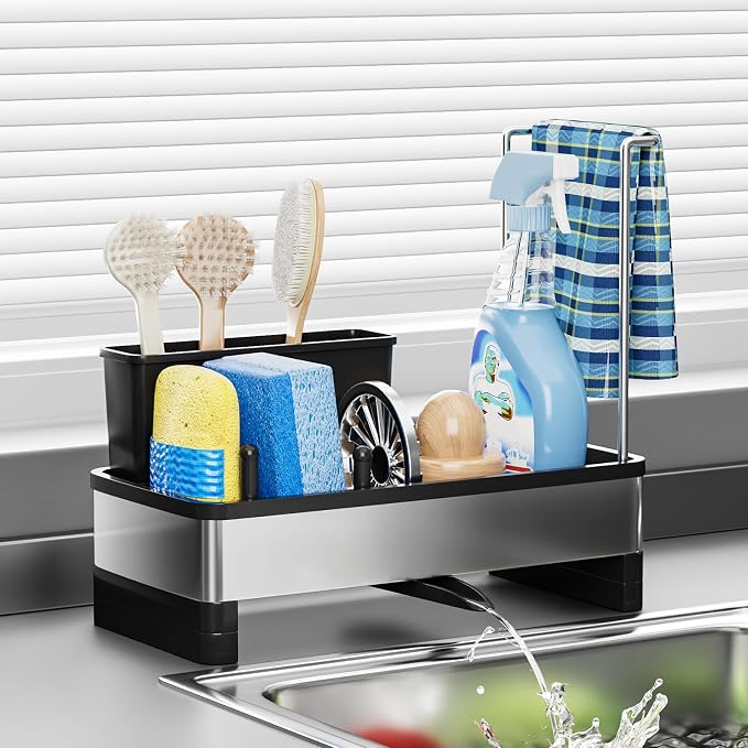 Ewaiira Stainless Steel Sink Caddy, Sponge Holder by EwaiiraHomeStorageOrganizer