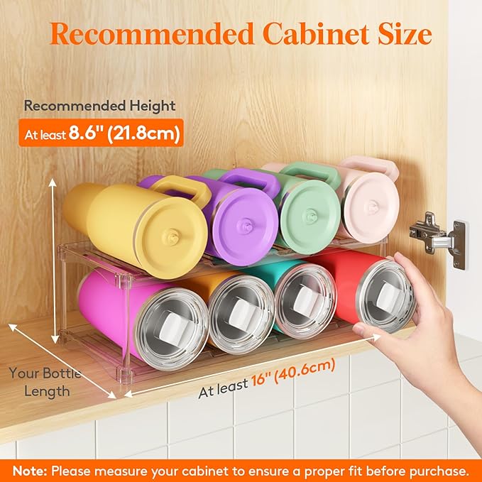 Lifewit Stackable Bottle Storage Organizer, Large Slot Water Bottle Tumbler Cup - Image 3