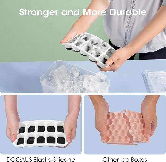 DOQAUS Ice Cube Tray with Lid and Bin - Image 7