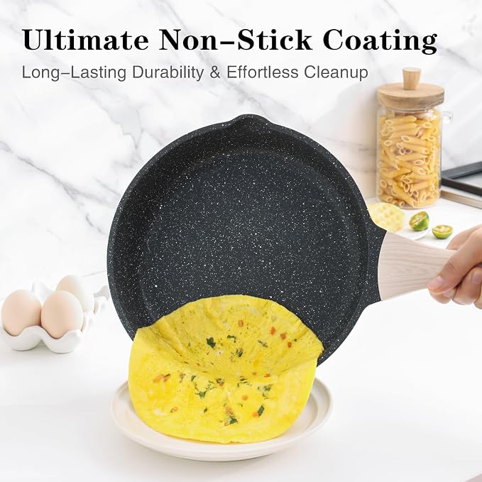 Kordisen Nonstick Frying Pan Set, 3 Piece Skillet Set, Healthy Induction - Image 2