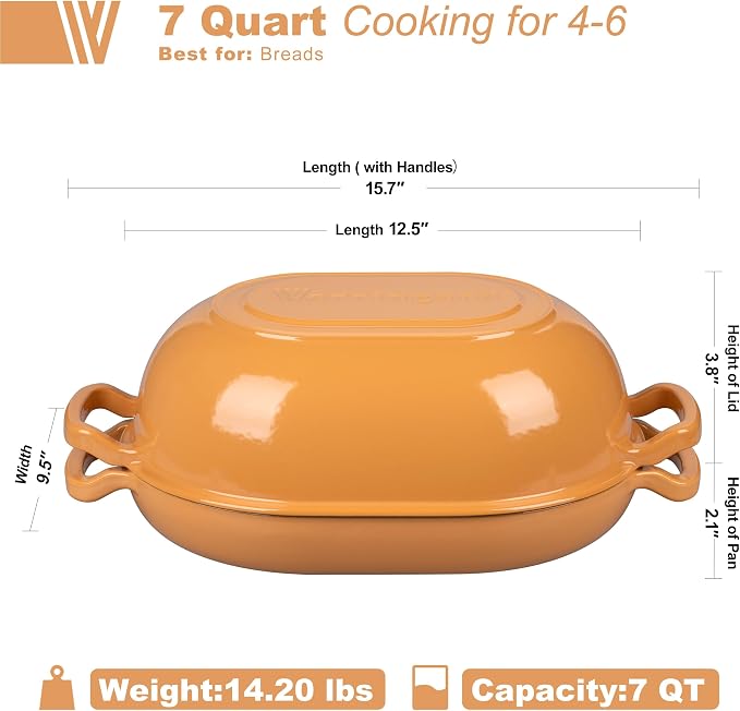 VORRINGARD Enameled Cast Iron Sourdough Bread Oven, Dutch Oven, Loaf Cast Iron - Image 2