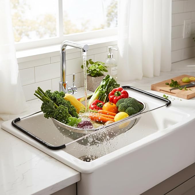 Suwimut 2 Pack Over the Sink Oval Colander - Image 4