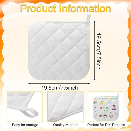 40 Pcs Pot Holder Bulk for Craft Set Including 16 White Pot Holders Oven Mitts - Image 2