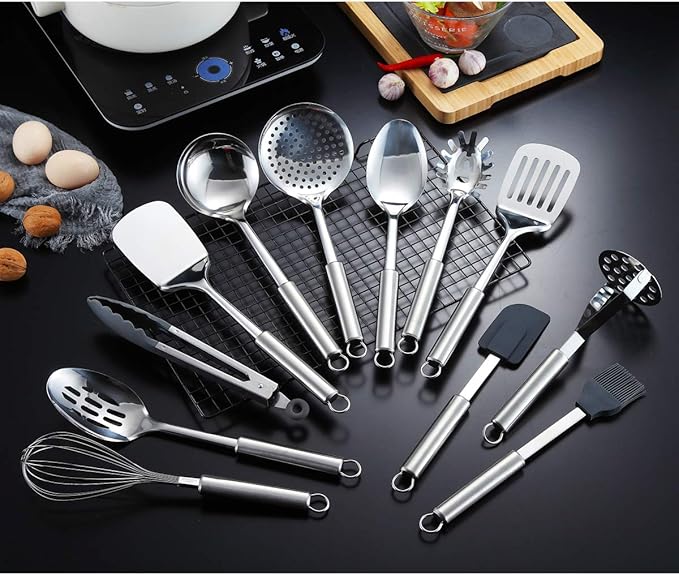 Berglander Cooking Utensil Set 12 Piece Stainless Steel Kitchen Tool Set - Image 3