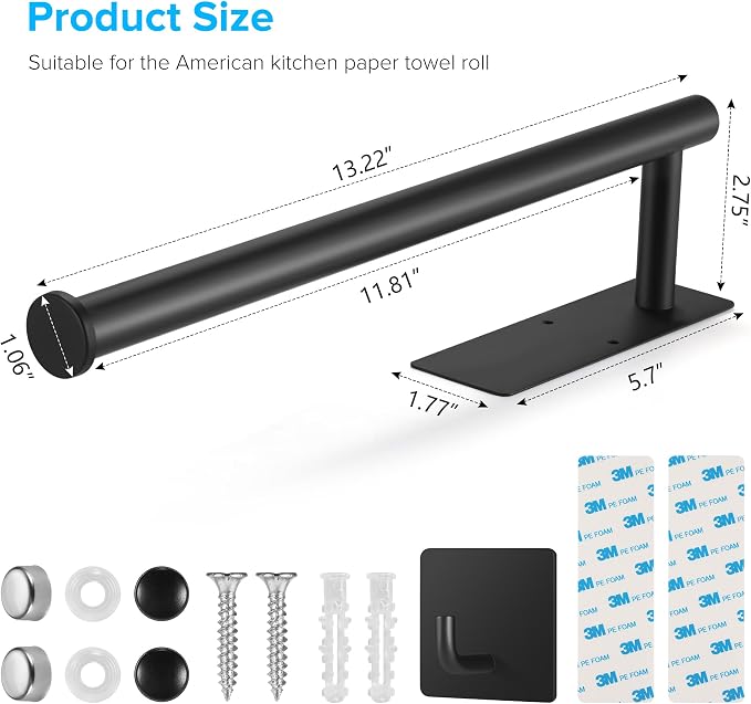UREZORGEAR 2nd Gen Paper Towel Holder Under Cabinet No Drilling, Self Adhesive - Image 6