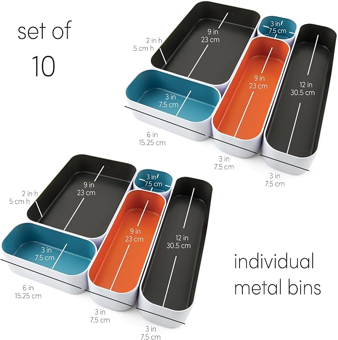 Three by Three Seattle 10 Piece Metal Organizer Tray Set - Image 3