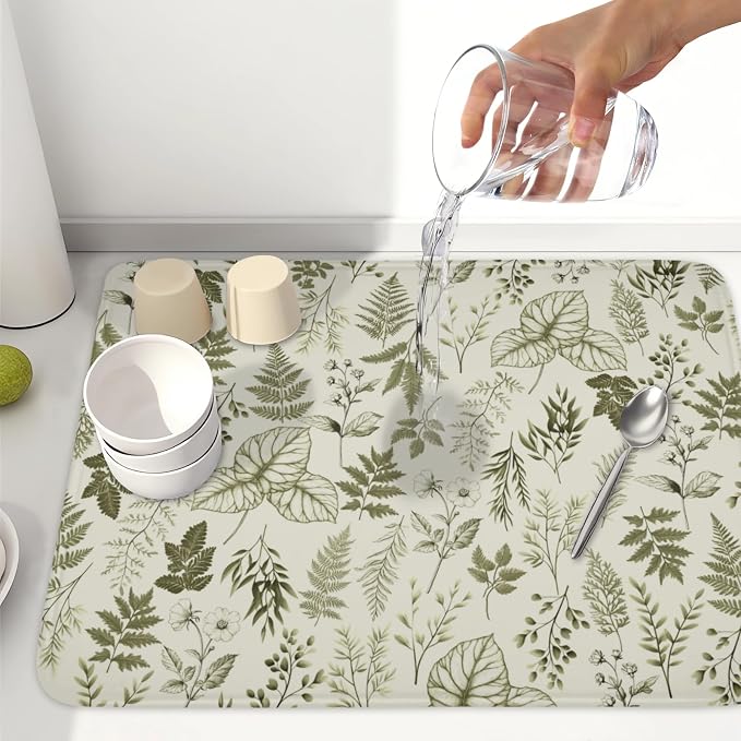 Vintage Botanical Floral Dish Drying Mat - Image 6