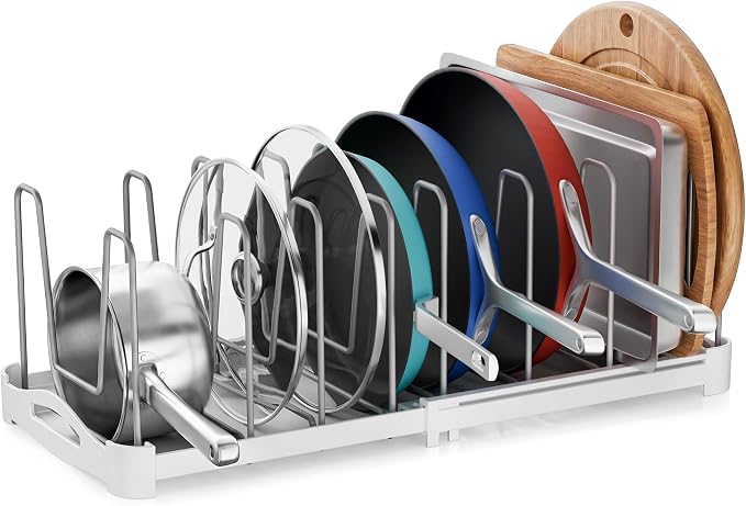EVERIE Adjustable Bakeware Organizer Pot Lid Holder Rack by EVERIE