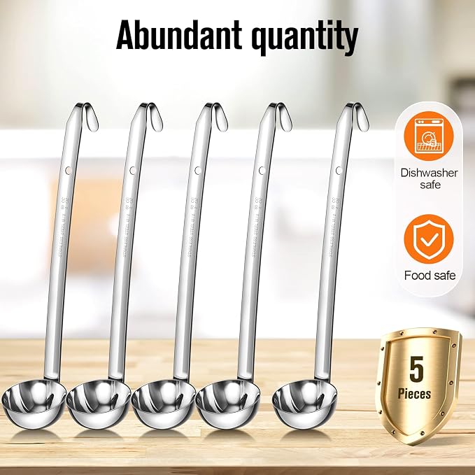 Cunhill 5 Pcs Soup Ladles Stainless Steel Serving Ladles - Image 3