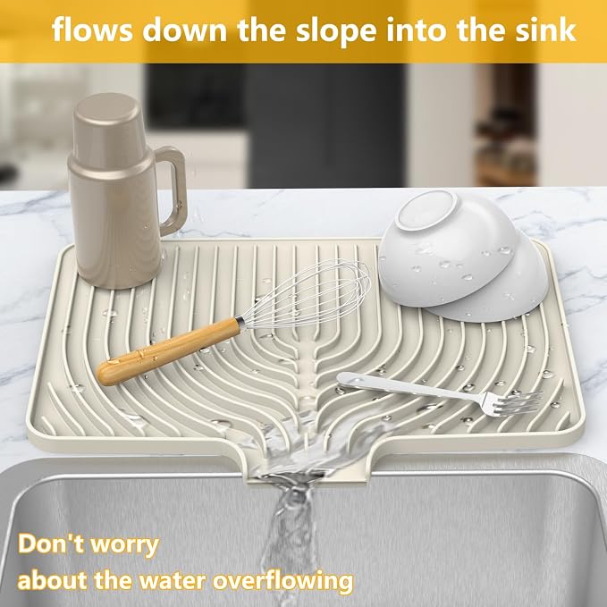 Silicone Drying Mat for Kitchen Counter, Dish Drying Rack Matt - Image 3