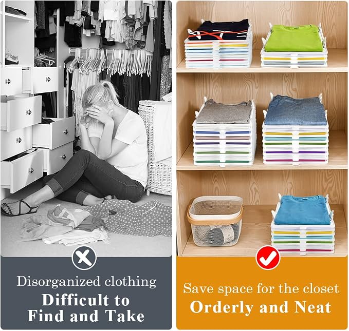 Accenter Tshirt Organizer for Clothes Storage, Stackable Closet Organizer - Image 3