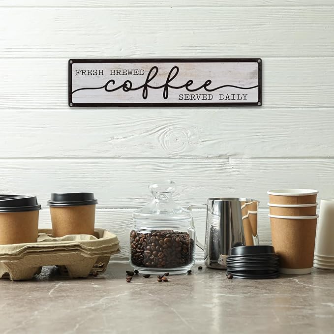 Coffee Metal Tin Signs, Fresh Brewed Coffee Served Daily Sign, Coffees - Image 4