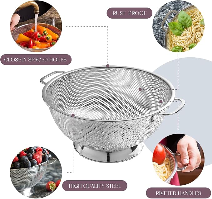 Bellemain Colander for Kitchen – 5 Qt Stainless Steel Strainer - Image 6