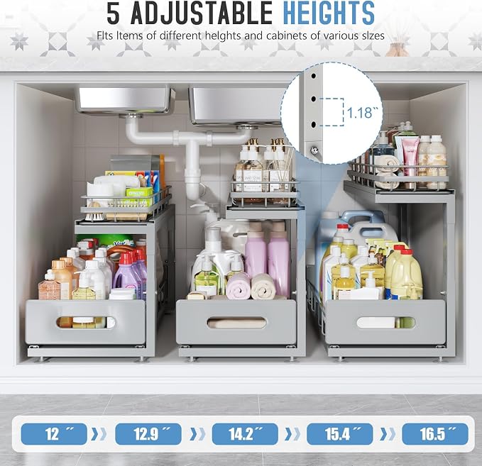 Under Sink Organizer Upgrade To Professional Rails, 2-Tier Dual Pull Out - Image 6