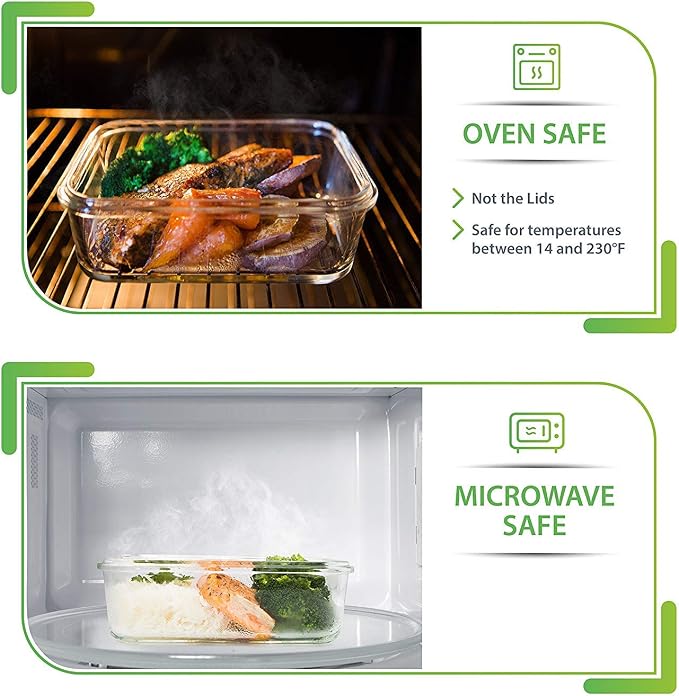 PrepNaturals 5 Pack 30 Oz Glass Meal Prep Containers - Image 3