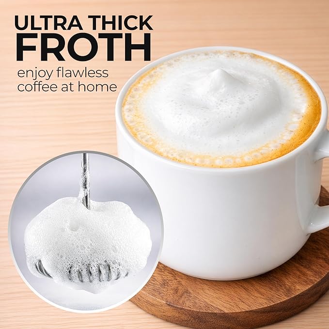 Zulay Kitchen Metal Rechargeable Milk Frother, 3 Whisk Attachments Handheld - Image 2