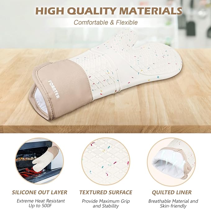 Extra Long Silicone Oven Mitts - Image 2