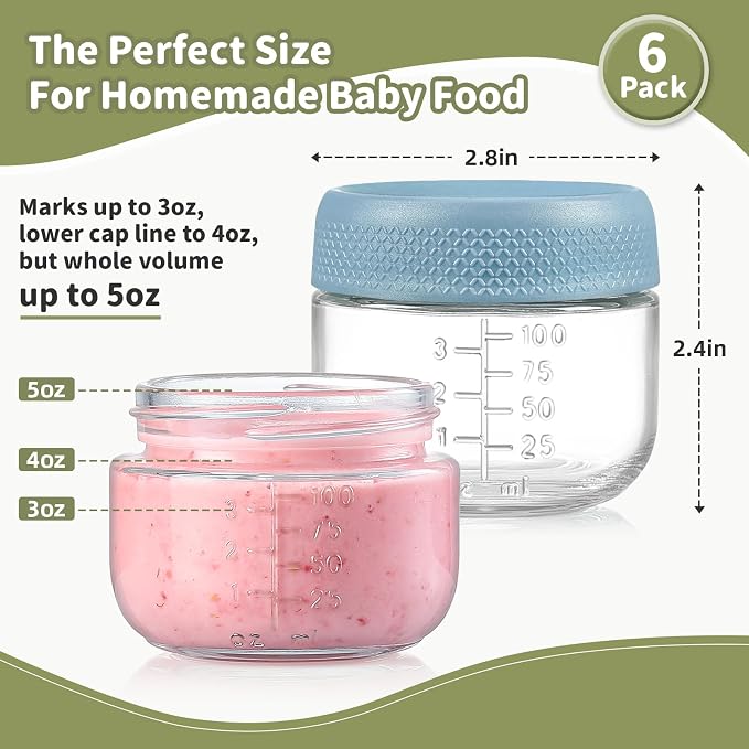 NETANY 6 Pack 4 oz Glass Baby jars - Image 2