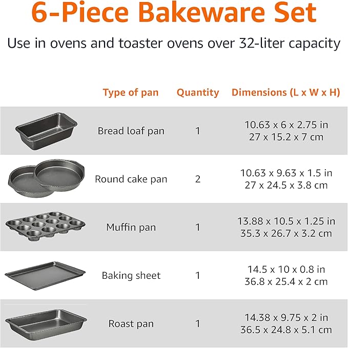 Amazon Basics 6 Piece Nonstick Carbon Steel Bakeware Set - Image 4