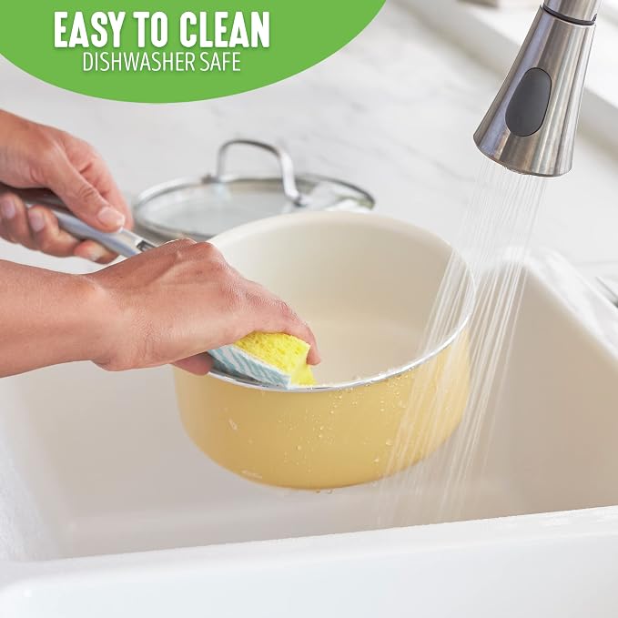 GreenLife Artisan Healthy Ceramic Nonstick, 1QT and 2QT Saucepan Pot Set - Image 8